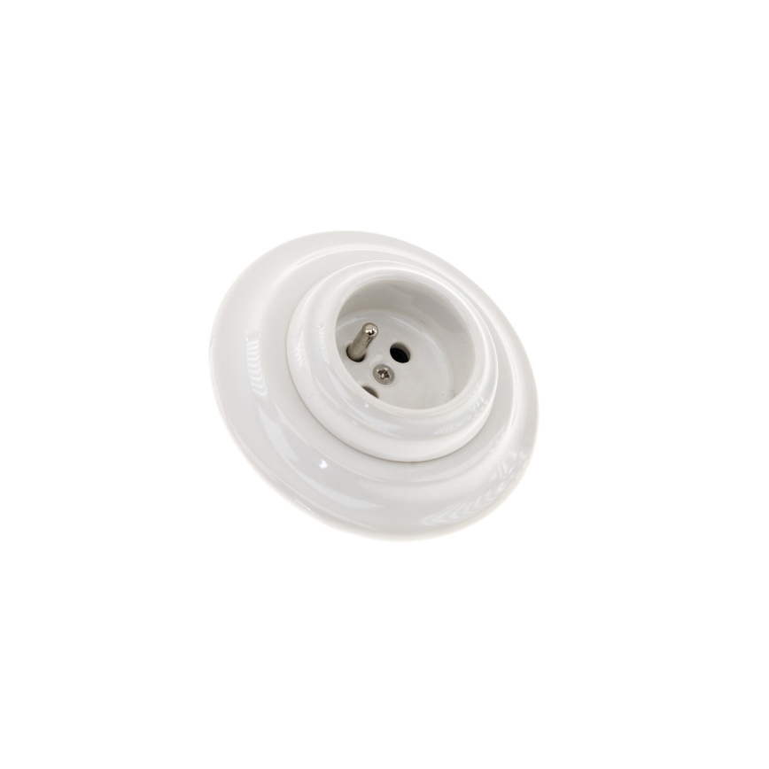 Bohemia-Design - Porcelánová retro domová zásuvka s rámčekom 250V/16A biela