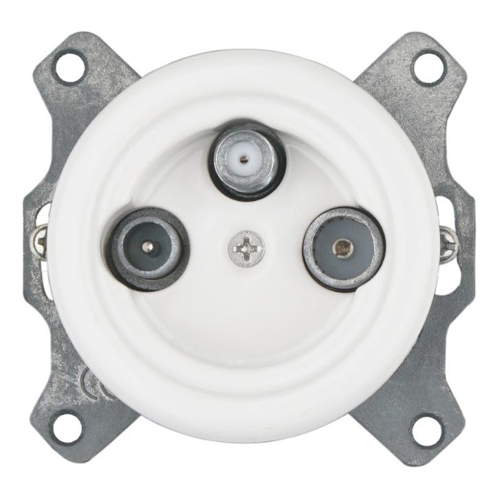 Bohemia-Design - Porcelánová retro TV/SAT-W zásuvka bez rámčeka biela