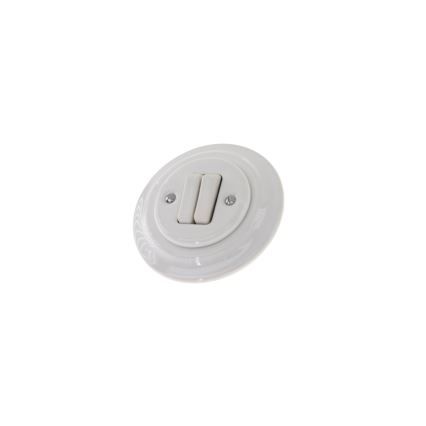 Bohemia-Design - Porcelánový retro dvojitý vypínač s rámčekom č. 5 biely