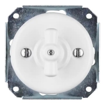 Bohemia-Design - Porcelánový retro otáčací vypínač bez rámčeka č. 7 biely