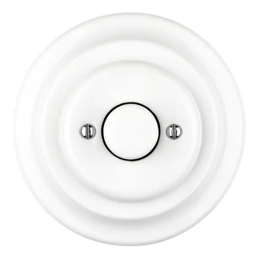 Bohemia-Design - Porcelánový retro otočný stmievač s rámikom 250V/10A biely