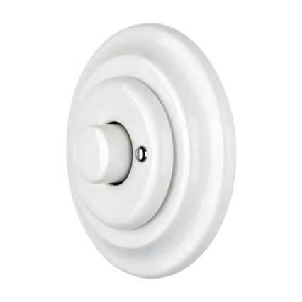 Bohemia-Design - Porcelánový retro otočný stmievač s rámikom 250V/10A biely