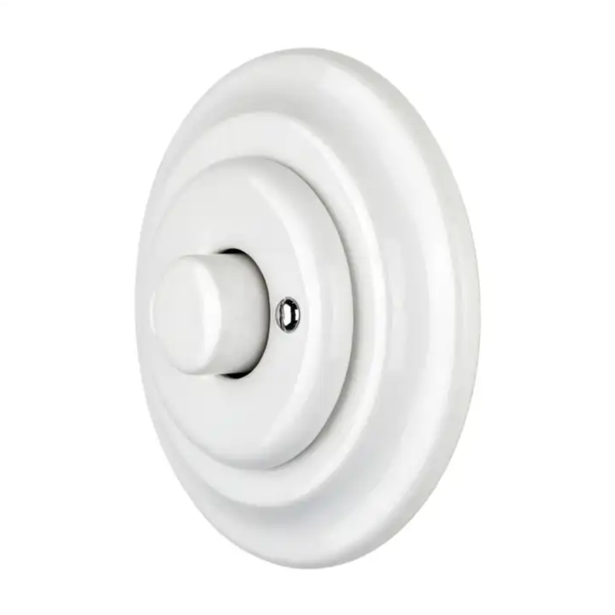 Bohemia-Design - Porcelánový retro otočný stmievač s rámikom 250V/10A biely