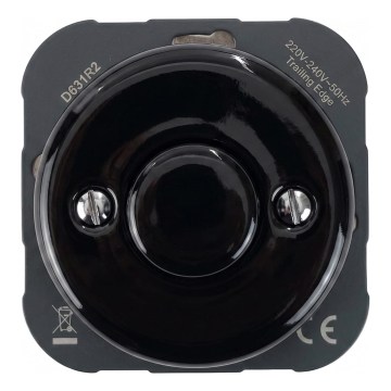 Bohemia-Design - Porcelánový retro stmievač bez rámčeka 250V/10A čierny