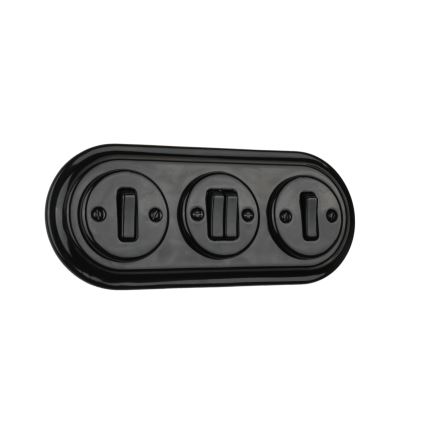 Bohemia-Design - Porcelánový retro trojitý čierny rámček