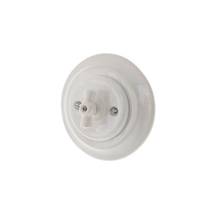 Bohemia-Design - Retro porcelánový otočný vypínač s rámčekom č. 5 biely