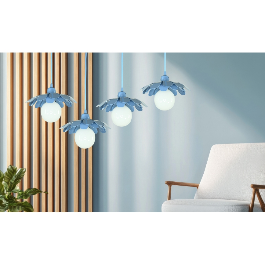 Bohemia-Design - Závesný luster na lanku 1xE27/60W/230V modrý