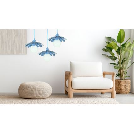 Bohemia-Design - Závesný luster na lanku 1xE27/60W/230V modrý