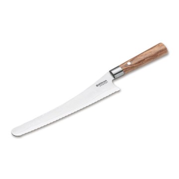 Böker - Damaškový kuchynský nôž na pečivo DAMAST OLIVE 23,5 cm olivové drevo