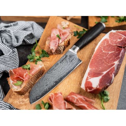 Böker - Damaškový kuchynský nôž santoku DAMAST 16,5 cm dub