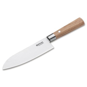Böker - Damaškový kuchynský nôž santoku DAMAST OLIVE 17,2 cm olivové drevo