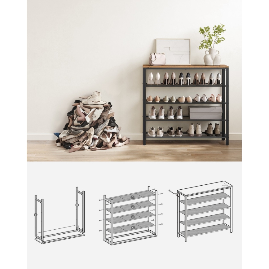 Botník DAVOR hnedý/čierny