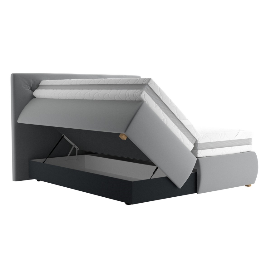 Boxspringová posteľ ELEN 180 x 200 cm s matracom a topperom, sivá