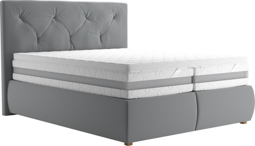 Boxspringová posteľ s matracom a topperom ELEN 160x200 cm šedá