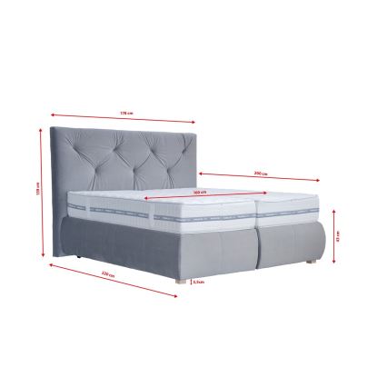 Boxspringová posteľ s matracom a topperom ELEN 160x200 cm šedá