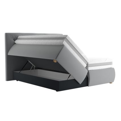 Boxspringová posteľ s matracom a topperom ELEN 160x200 cm sivá