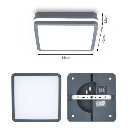 Brilagi - LED Vonkajšie svietidlo s pohybovým senzorom BENE LED/24W/230V 26x26 cm antracit IP54
