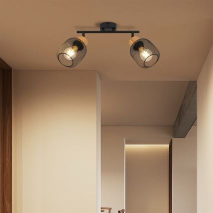 Brilagi - Bodové svietidlo BASKLITE 2xE27/15W/230V drevo/čierna