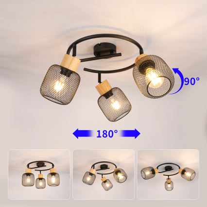 Brilagi - Bodové svietidlo BASKLITE 3xE27/15W/230V drevo/čierne
