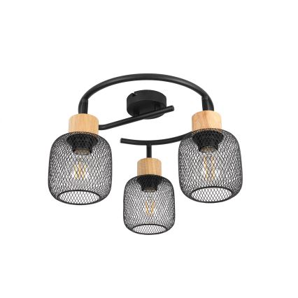 Brilagi - Bodové svietidlo BASKLITE 3xE27/15W/230V drevo/čierne