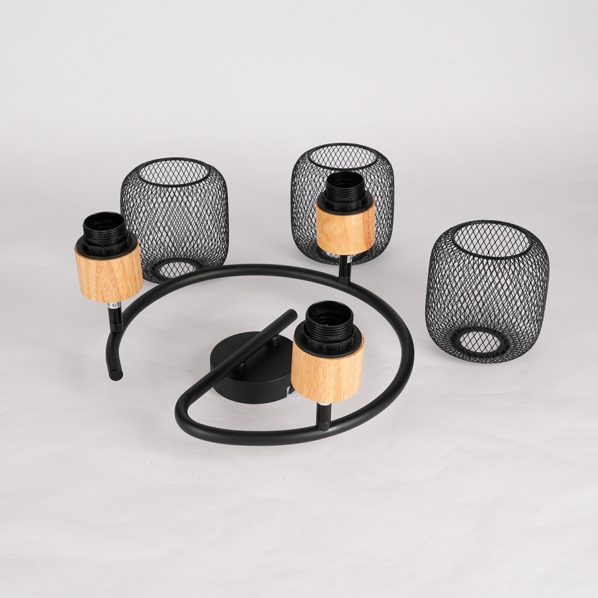 Brilagi - Bodové svietidlo BASKLITE 3xE27/15W/230V drevo/čierne