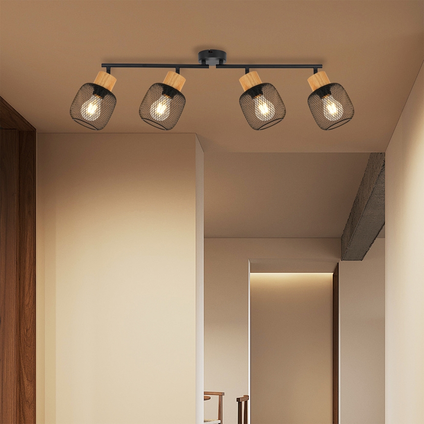 Brilagi - Bodové svietidlo BASKLITE 4xE27/15W/230V drevo/čierna