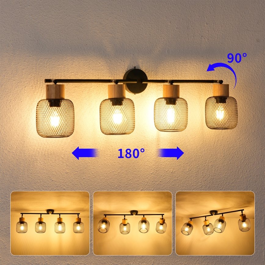 Brilagi - Bodové svietidlo BASKLITE 4xE27/15W/230V drevo/čierna