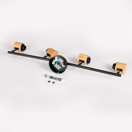 Brilagi - Bodové svietidlo BASKLITE 4xE27/15W/230V drevo/čierna