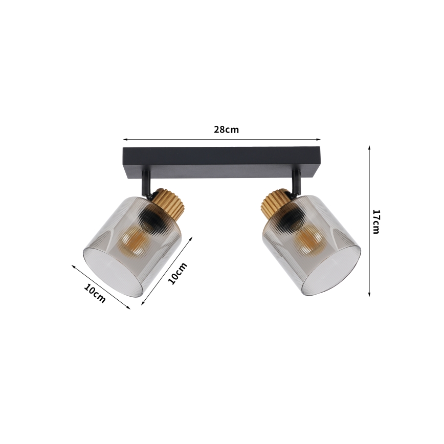 Brilagi - Bodové svietidlo HYGGE 2xE14/15W/230V čierna/dymová
