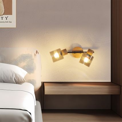 Brilagi - Bodové svietidlo HYGGE 2xE14/15W/230V drevené/dymové
