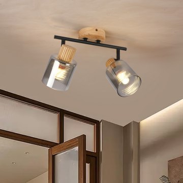 Brilagi - Bodové svietidlo HYGGE 2xE14/15W/230V kaučukovník/dymová