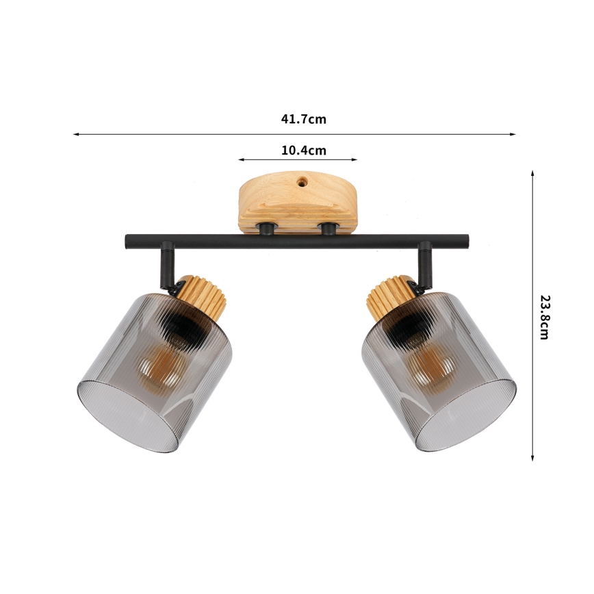 Brilagi - Bodové svietidlo HYGGE 2xE14/15W/230V kaučukovník/dymová