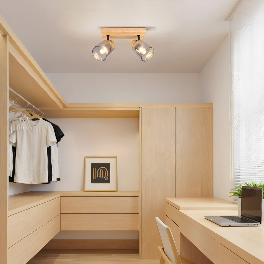 Brilagi - Bodové svietidlo HYGGE 2xE14/15W/230V kaučukovník/dymová