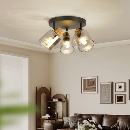 Brilagi - Bodové svietidlo HYGGE 3xE14/15W/230V čierna/dymová