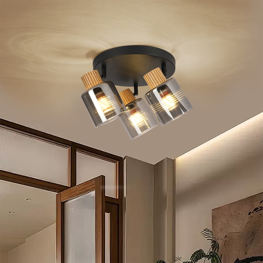 Brilagi - Bodové svietidlo HYGGE 3xE14/15W/230V čierna/dymová