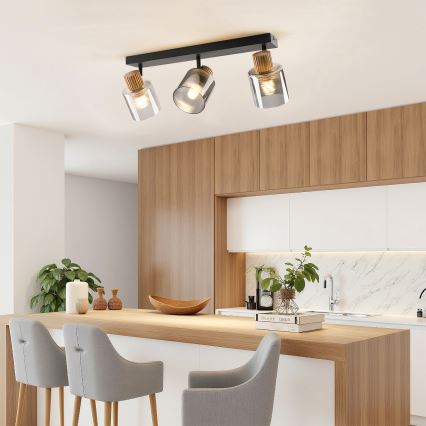 Brilagi - Bodové svietidlo HYGGE 3xE14/15W/230V čierna/dymová