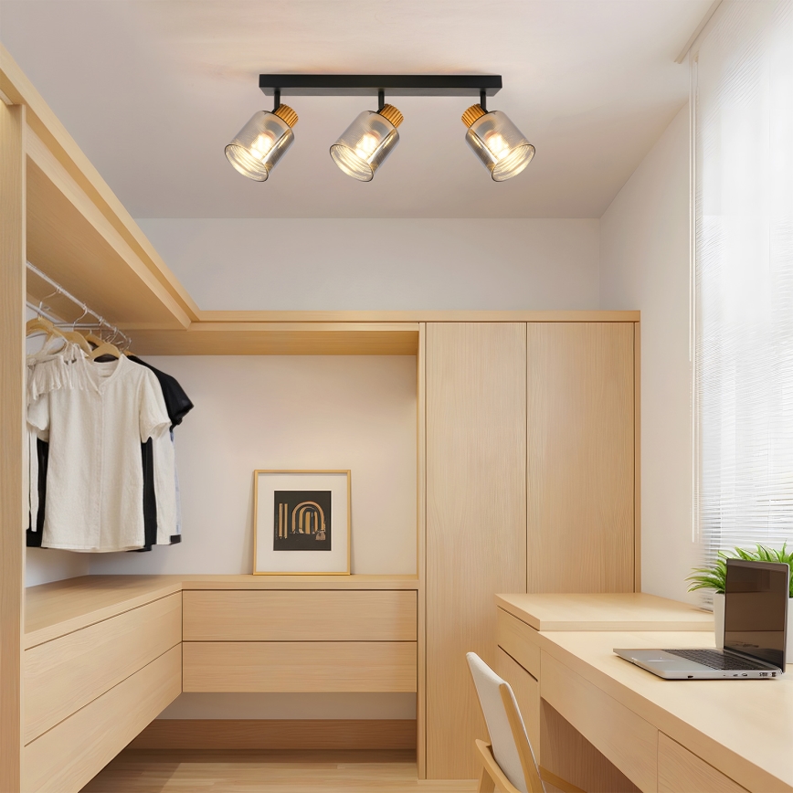 Brilagi - Bodové svietidlo HYGGE 3xE14/15W/230V čierna/dymová