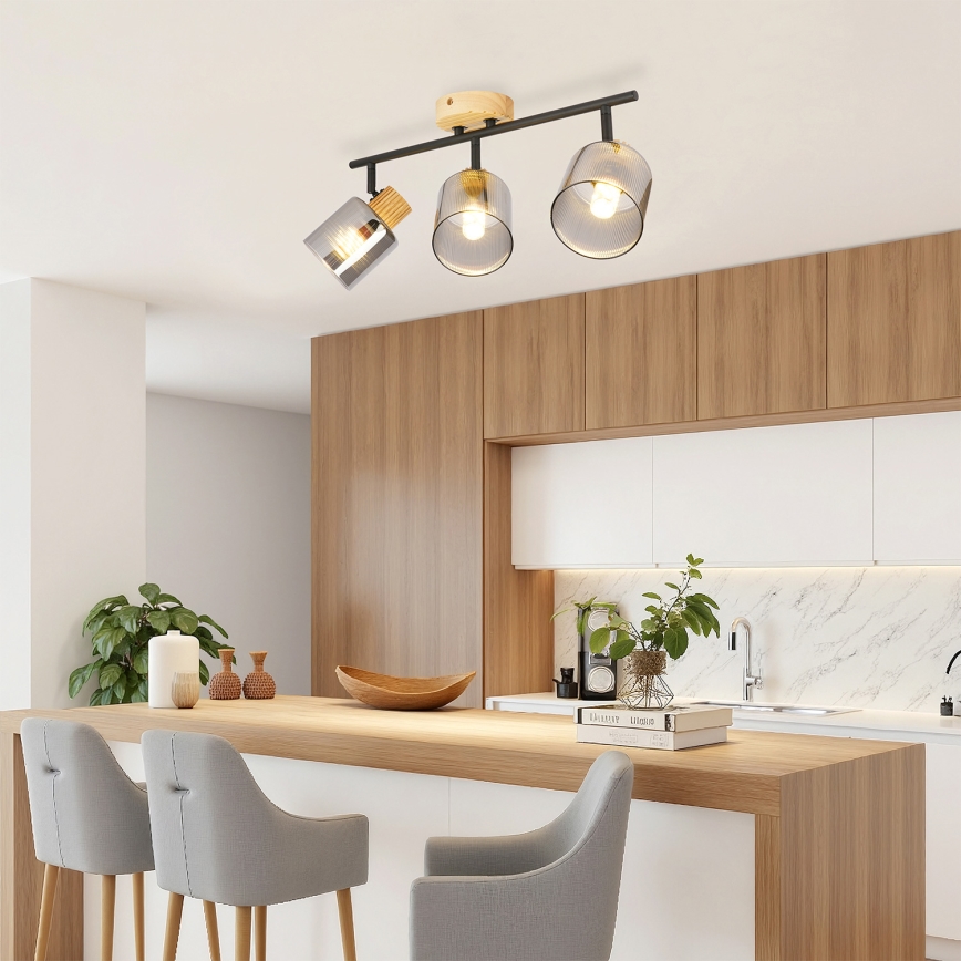 Brilagi - Bodové svietidlo HYGGE 3xE14/15W/230V čierna/dymová