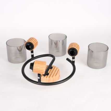 Brilagi - Bodové svietidlo HYGGE 3xE14/15W/230V drevené/dymové