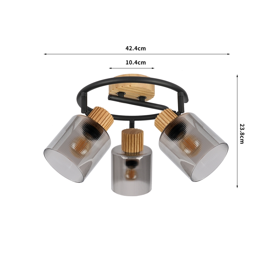 Brilagi - Bodové svietidlo HYGGE 3xE14/15W/230V drevené/dymové