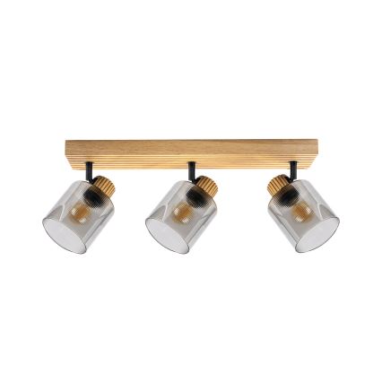 Brilagi - Bodové svietidlo HYGGE 3xE14/15W/230V drevené/dymové