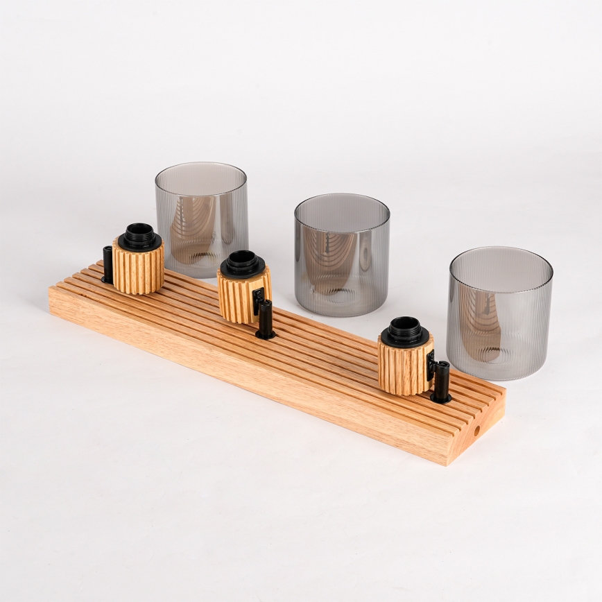 Brilagi - Bodové svietidlo HYGGE 3xE14/15W/230V drevené/dymové
