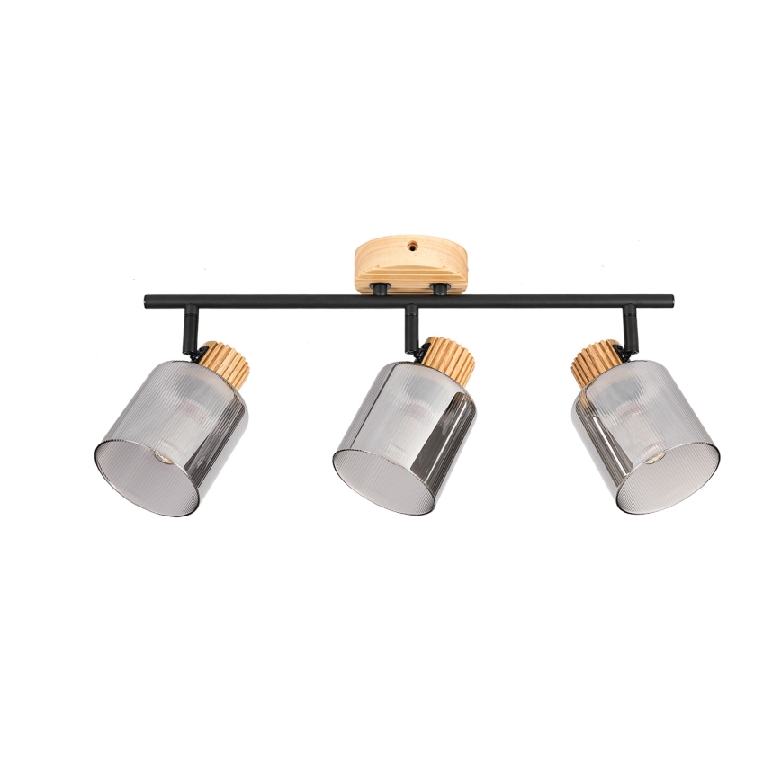 Brilagi - Bodové svietidlo HYGGE 3xE14/15W/230V drevo/dymové