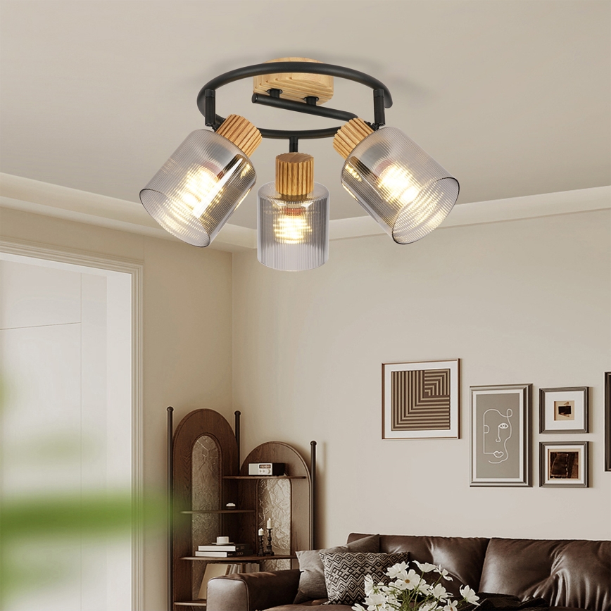 Brilagi - Bodové svietidlo HYGGE 3xE14/15W/230V kaučukovník/dymová