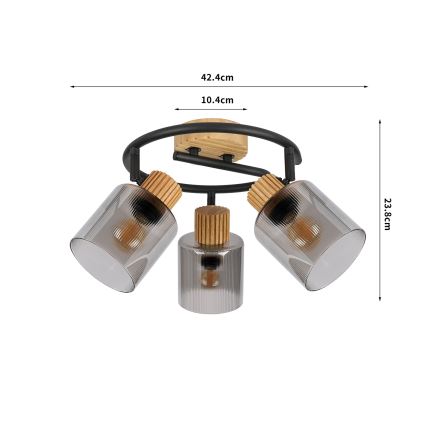 Brilagi - Bodové svietidlo HYGGE 3xE14/15W/230V kaučukovník/dymová
