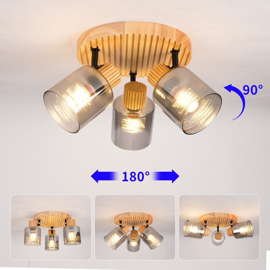 Brilagi - Bodové svietidlo HYGGE 3xE14/15W/230V kaučukovník/dymová