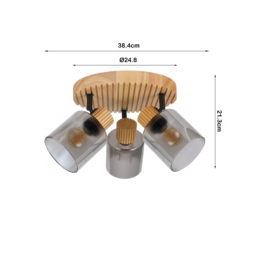 Brilagi - Bodové svietidlo HYGGE 3xE14/15W/230V kaučukovník/dymová