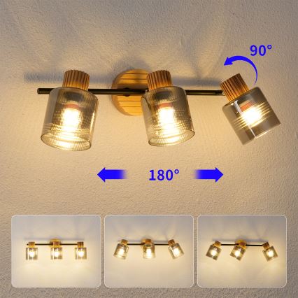 Brilagi - Bodové svietidlo HYGGE 3xE14/15W/230V kaučukovník/dymové