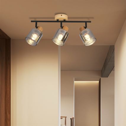 Brilagi - Bodové svietidlo HYGGE 3xE14/15W/230V kaučukovník/dymové