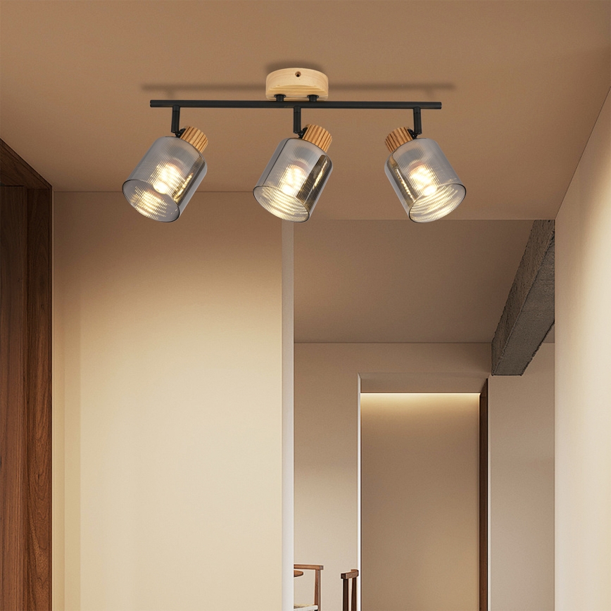 Brilagi - Bodové svietidlo HYGGE 3xE14/15W/230V kaučukovník/dymové